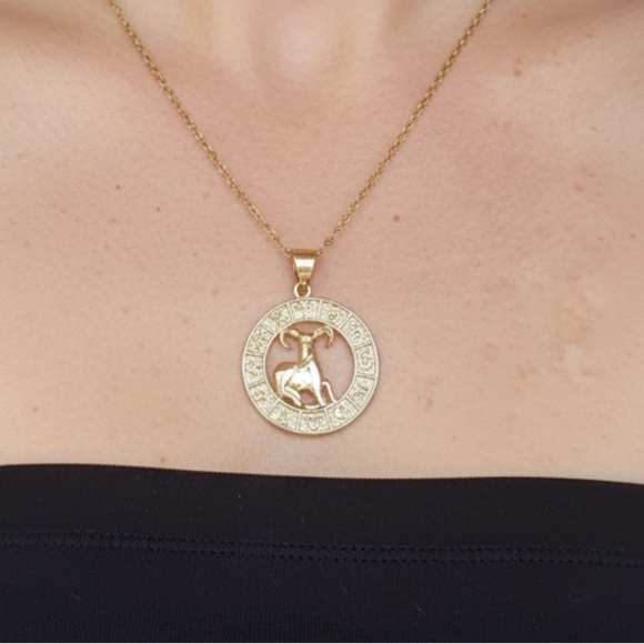 NWT Gold Zodiac Aries Pendant Necklace 16 inch - Picture 1 of 5